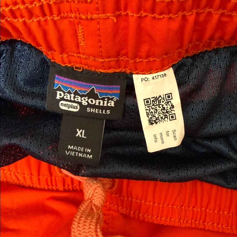 Patagonia Swim Trunks Shorts Lined Pockets Orange Kids XL Netplus Shells